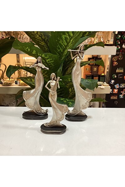 goldhomedesign 3’lü Müzisyen Kızlar Dekoratif Obje Biblo