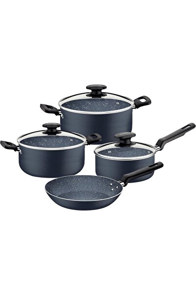 TRAMONTINA 7-piece Blue Aluminum Cookware Set with Starflon Max Non-Stick Coating