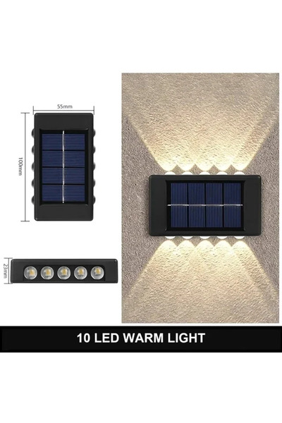 Choice 10 مصابيح حائط خارجية تعمل بالطاقة الشمسية دافئة، 12 مصباح LED مقاوم ل...