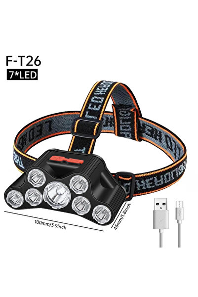 Choice F-T26-7LED Usb Rechargeable Led Headlight Super Bright 5 Working Modes Headlamp Waterproof Head-Moun