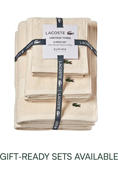 Lacoste Heritage Supima Cotton Bath Sheet - Chalk White, 35×70 in