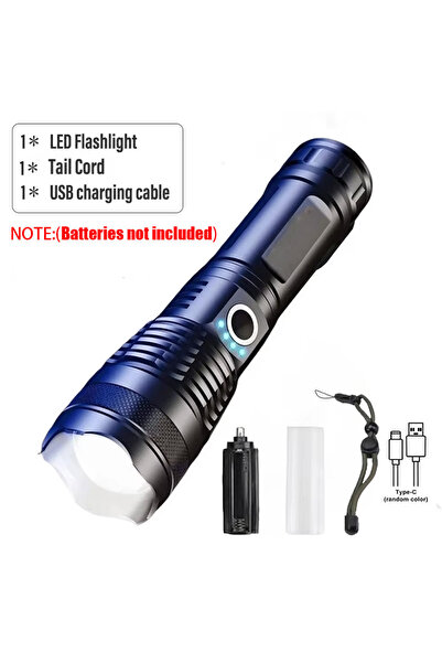 Choice X71 بدون بطارية عالية الطاقة XHP70 مصباح يدوي LED من النوع c قابل لإعادة الشحن من سبائك الألومنيوم مع تكبير يدوي L