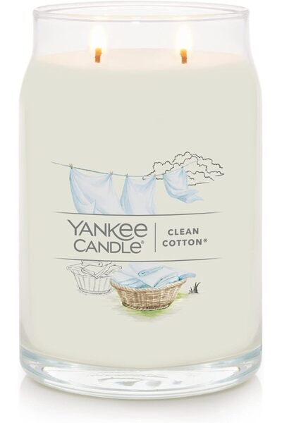 Yankee Candle Clean Cotton Scented Candle, Large 20 oz 2-Wick, over 60 hours burn time