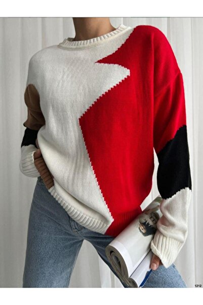 Modafeminen Плетен пуловер TR0212 ЧЕРВЕН