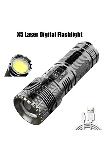 Choice X5 (ليزر أبيض) مصباح يدوي تكتيكي فائق السطوع بقوة عالية 2000 وات مع ضوء خلفي COB