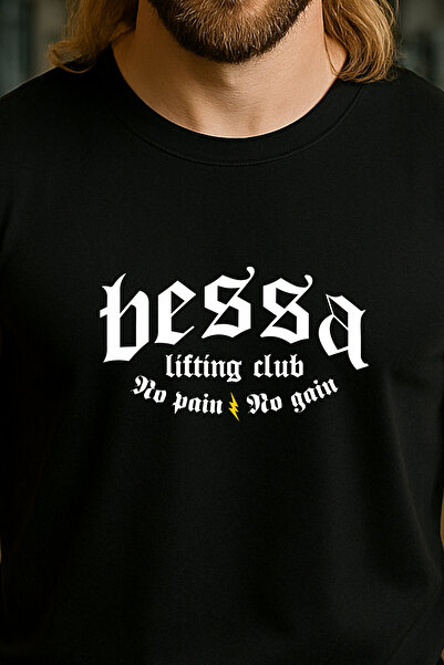 BESSA Black Printed Athlete Tank Top Crew Neck Cotton Sleeveless Lifting Club Men's