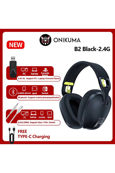 Choice black 2025 New Onikuma B2 Wireless Gaming Headset For PS5 PS4 PC 2.4GHz USB Game Headphones With Mi