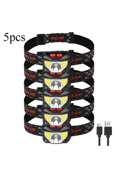 XIWANGFIRE مصباح أمامي LED عالي الطاقة من نوع COB مكون من 5 قطع مع مستشعر، قا...