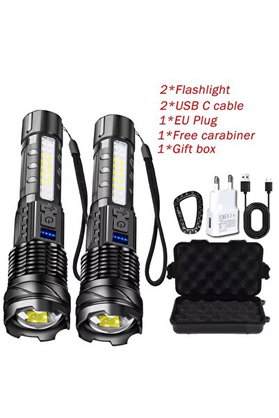 Choice مجموعة B من المصابيح القوية من النوع C القابلة لإعادة الشحن ومصباح يدوي LED عالي الطاقة مدمج B