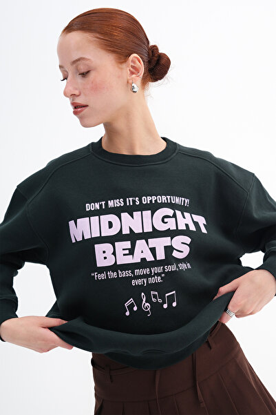 Addax Printed Fleece-Lined Sweatshirt S1865