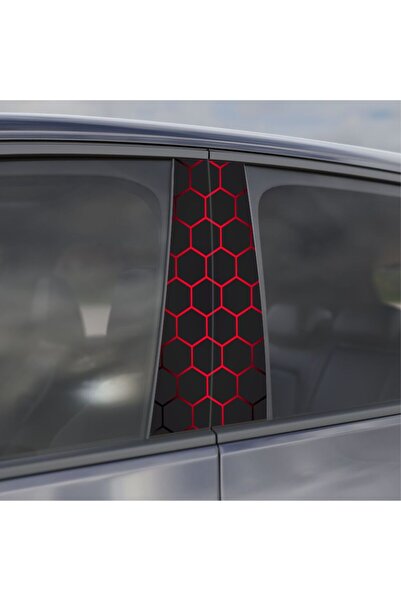 StickITsibiu Set Stickere Stâlpi Auto – Hexa Grid Sport Edition | 2 Buc – 49×21 cm | Print Premium Laminat Lucios