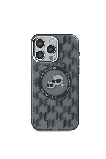 Karl Lagerfeld حافظة آيفون 16 برو متوافقة مع ماجسيف بنمط معدني ونقش KC