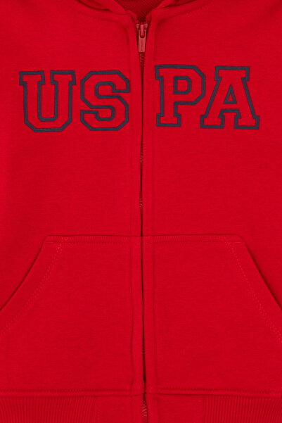 U.S. Polo Assn. Boy's Red Zippered Hooded Sweatshirt 50313844-Vr171