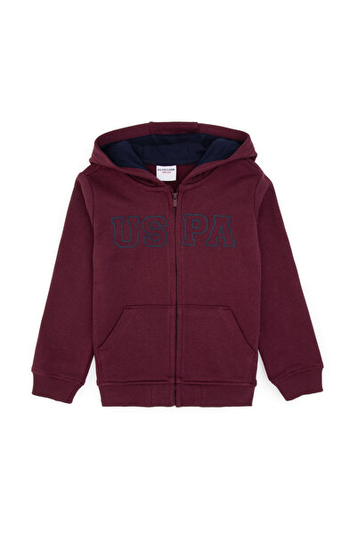 U.S. Polo Assn. Boy's Burgundy Zippered Hooded Sweatshirt 50313844-Vr177