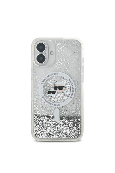 Karl Lagerfeld Case for IPhone 16 Plus, Liquid Glitter MagSafe - Transparent