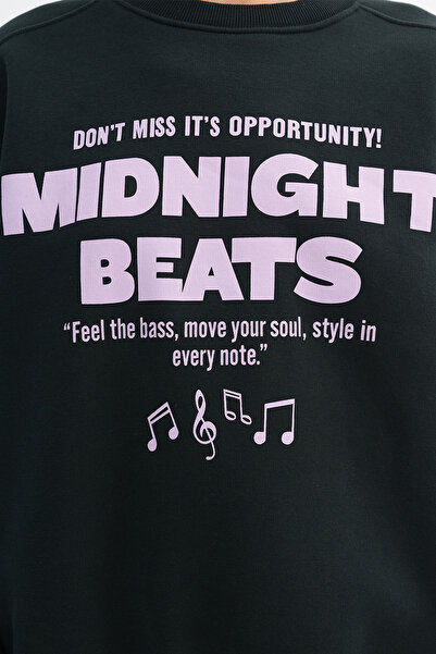 Addax Printed Fleece-Lined Sweatshirt S1865