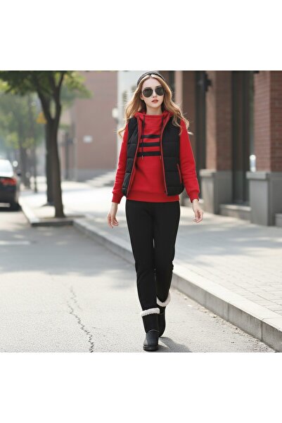 Toridas Sevgili Kombini Kışlık Şık Kadın Üçlü Eşofman Takımı