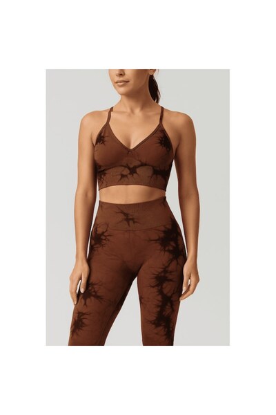 Mixbo - Set pentru sala Tie-Dye din 2 piese, colanti si bustiera, maro/negru, S