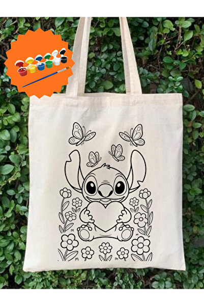 Cemira Stitch Temalı Boyama Seti – 6’lı Akrilik Boya + Fırça + Çanta