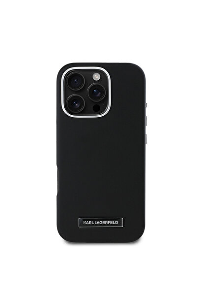 Karl Lagerfeld Magsafe Uyumlu Buton Design Plate Logotype PU Deri iPhone 16 P...