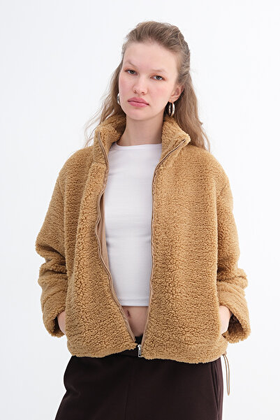 Addax Zippered Plush Coat H11714