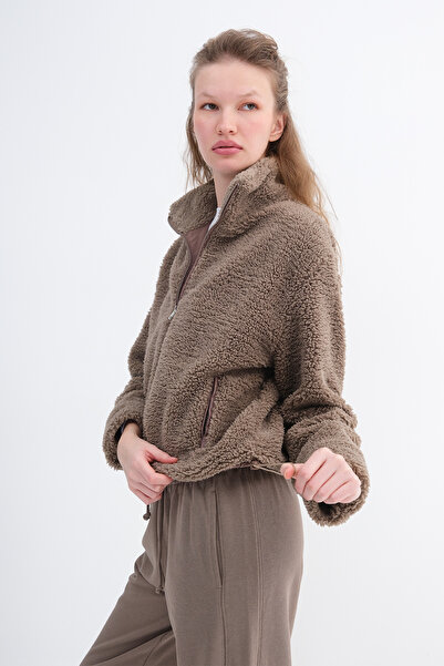 Addax Zippered Plush Coat H11714