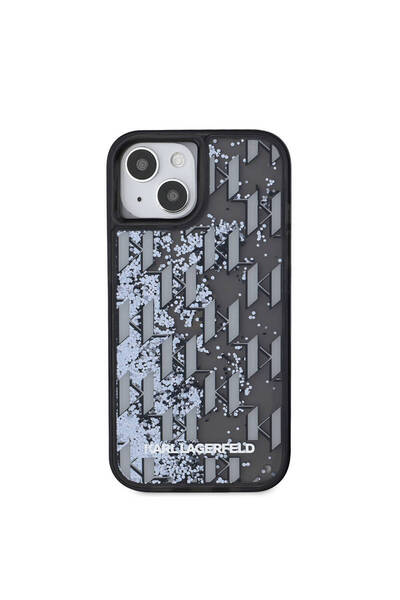 Karl Lagerfeld غطاء آيفون 15 الأصلي المرخص بتصميم فضي مع حروف KL وشعار متدرج ...