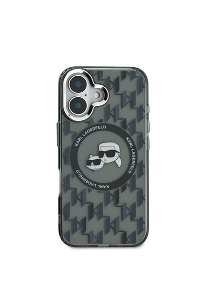 Karl Lagerfeld iPhone 16 Magsafe Uyumlu IML Pattern Metal Monogram KC Heads K...