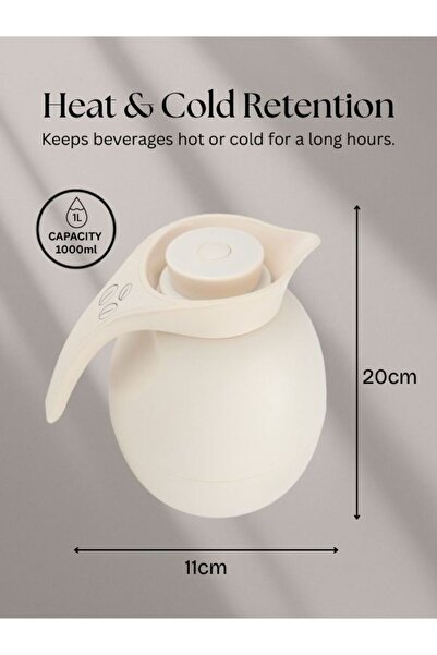 Raz Home Set of 2 High Quality Vacuum Flask for Coffee Tea Water 1000ml - Beige