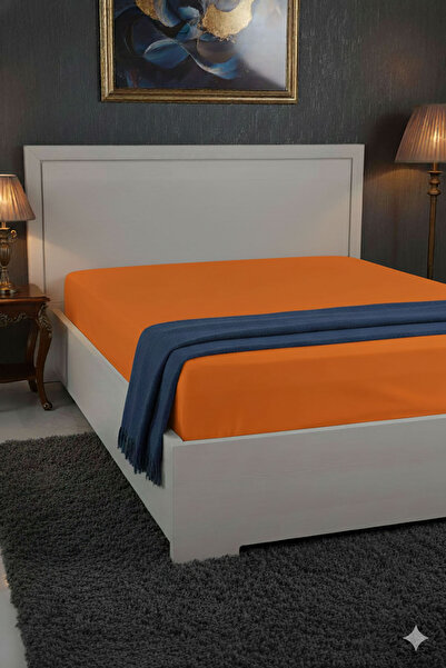 FAVORA 100% Cotton Ranforce Premium King Size Fitted Sheet - Orange