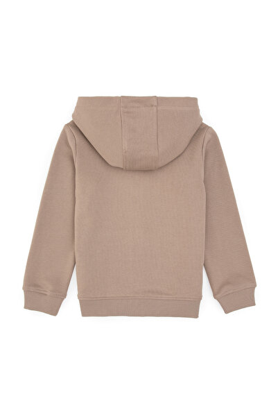 U.S. Polo Assn. Boy's Dark Beige Zippered Hooded Sweatshirt 50313844-Vr088