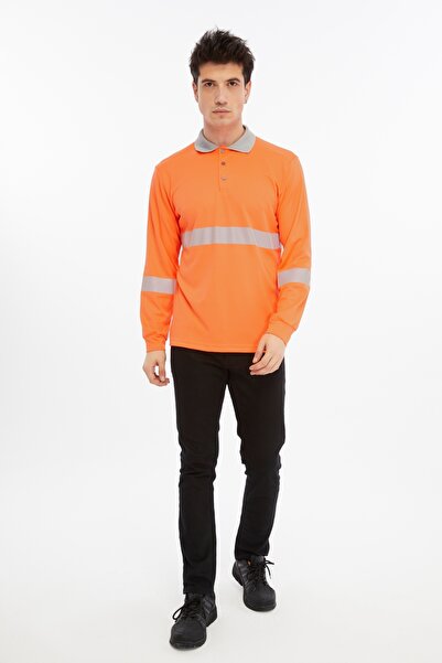 Uniprom Neon Orange High Visibility Reflective Polo Neck Sweatshirt (Hi-Vis)