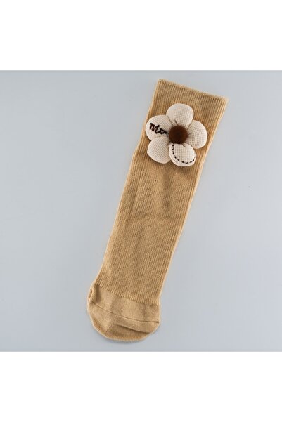 Mixbo Children's Socks, Mustard, Nude Flower, Cotton, Age 2-5