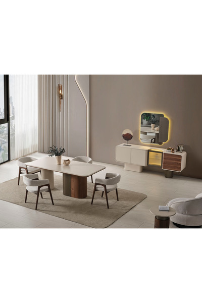 Evondi LUCAS YEMEK MASASI - %100 MDF - 200 CM - METAL VE AHŞAP AYAKLI