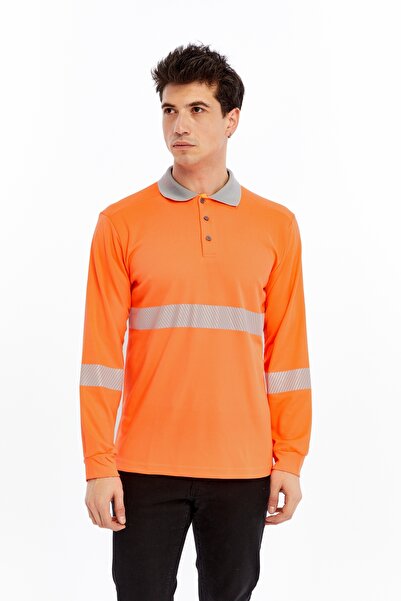 Uniprom Neon Orange High Visibility Reflective Polo Neck Sweatshirt (Hi-Vis)