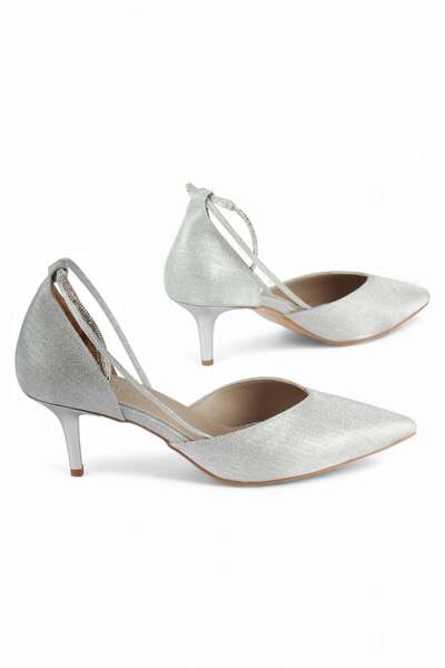 luuq shoes Zies Pointed Toe Heeled Shoes with Sparkling Ankle Band