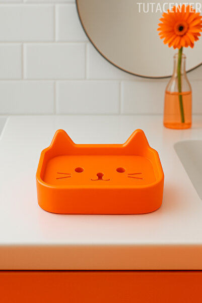 TUTACENTER حامل صابون للقطط – منتج حمام بلاستيكي متين مع نظام تصريف المياه