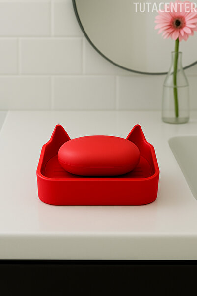 TUTACENTER حامل صابون للقطط – منتج حمام بلاستيكي متين مع نظام تصريف المياه