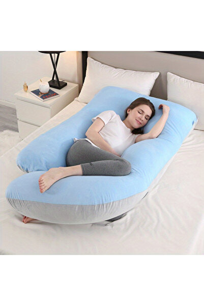 MIXSNOW Cool J-shaped Pregnancy Pillow, Perfect Sleep For Mother, Support For Pregnant Mothers - Blue Gray