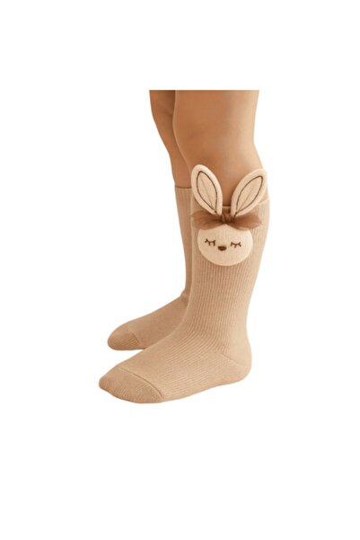 Mixbo Children's Socks, Pink with Nude Bunny, Cotton, 2-5 years
