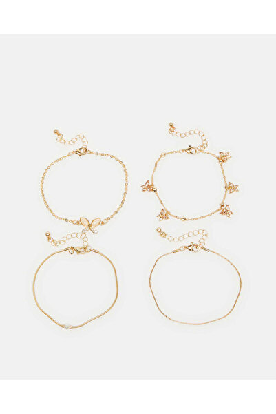 REDTAG مجموعة أساور نسائية مزينة بالذهب (4 قطع)