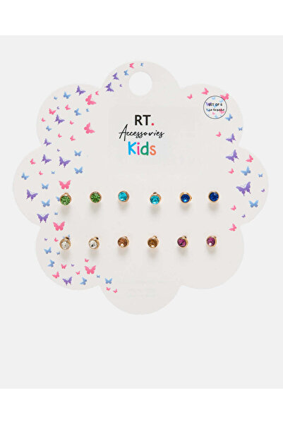 REDTAG Girls Assorted Earring Studs (6 Pairs)