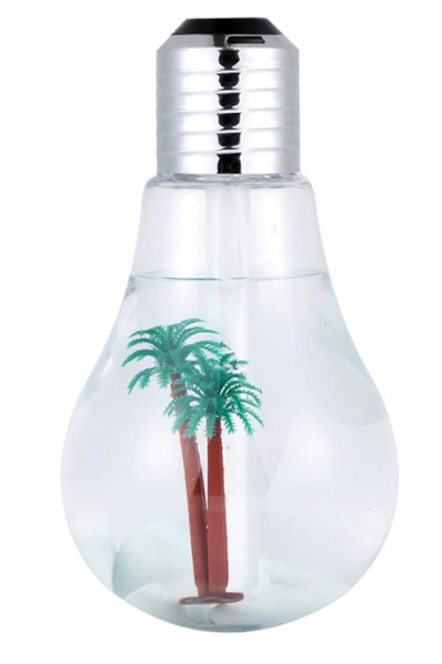 MANDU Air humidifier with LED lamp - in the shape of a light bulb with a palm tree