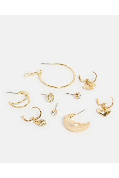 REDTAG مجموعة أقراط نسائية مزينة بالذهب (9 أزواج)