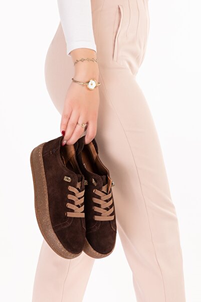 Gondol Genuine Leather Daily Comfortable Rubber Laced Casual Shoes In.525 Brown Suede