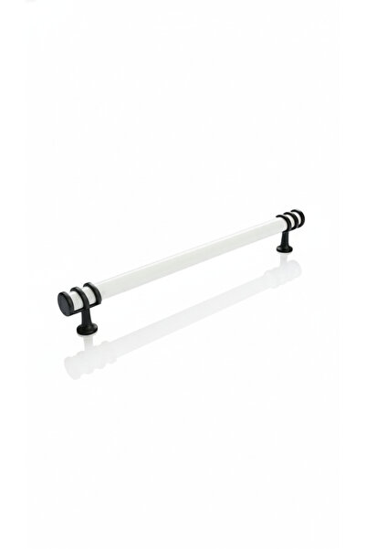 Lina YÜZÜKLÜ BEYAZ-SİYAH METAL KULP 128 MM (12.8CM ) MOBİLYA KULPU,DOLAP KULP...