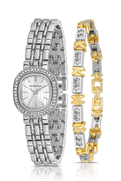 Polo Air ساعة يد نسائية فاخرة من الحجر Xoxo سوار فضي اللون PL-1573B2