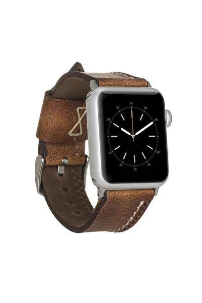 AbbasShop سوار جلدي متوافق مع ساعة أبل مقاس 38-40-41 ملم BA3 TN11 أسمر ضارب ل...