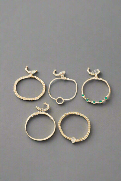 REDTAG مجموعة أساور ذهبية مزخرفة للنساء (5 قطع)