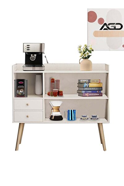 AGD Modern Side Storage Cabinet, Buffet with Drawers, Console Cabinet, White